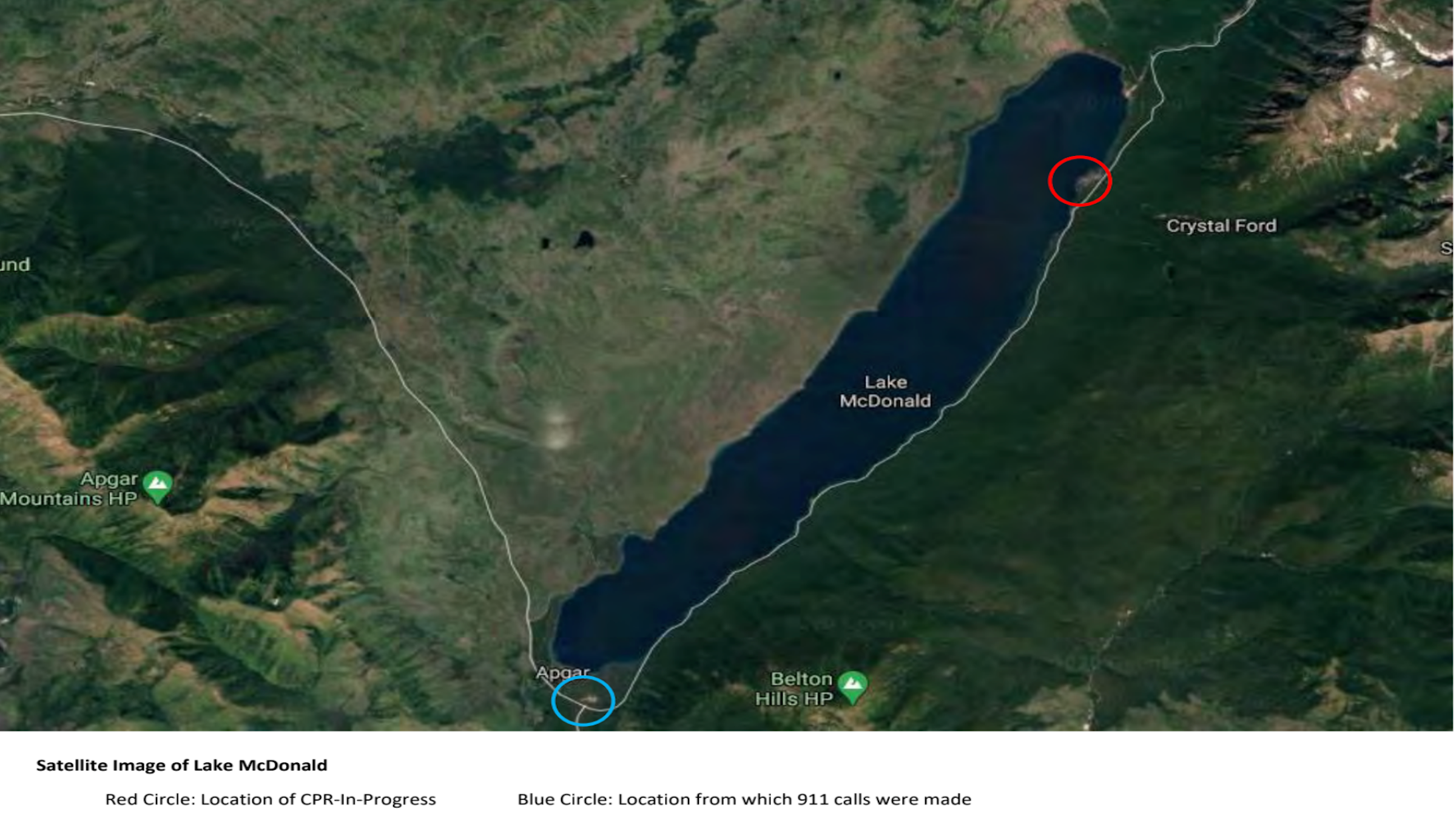 A map from the NPS report shows the Lake McDonald dive site